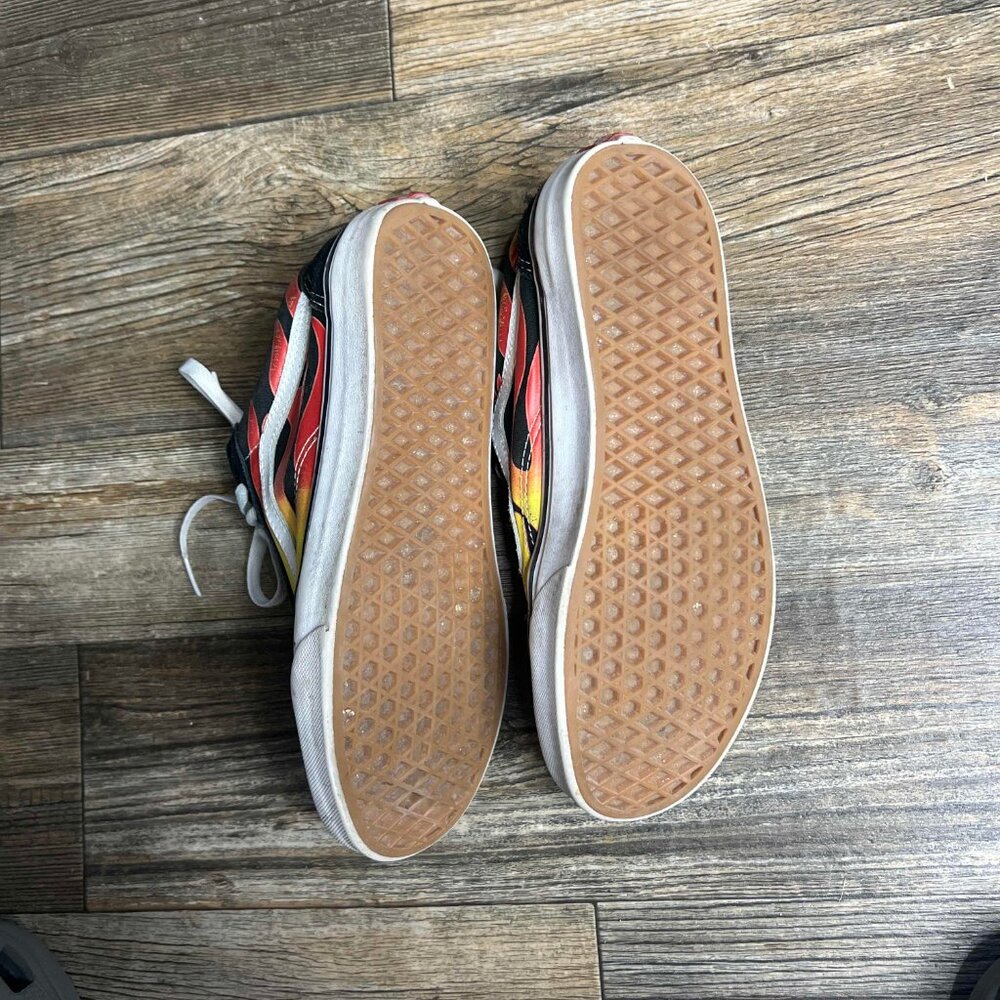 Vans Flame Fire Sneakers Size Mens Size 8 Black/Yellow/Red 90s shoes - Picture 2 of 5